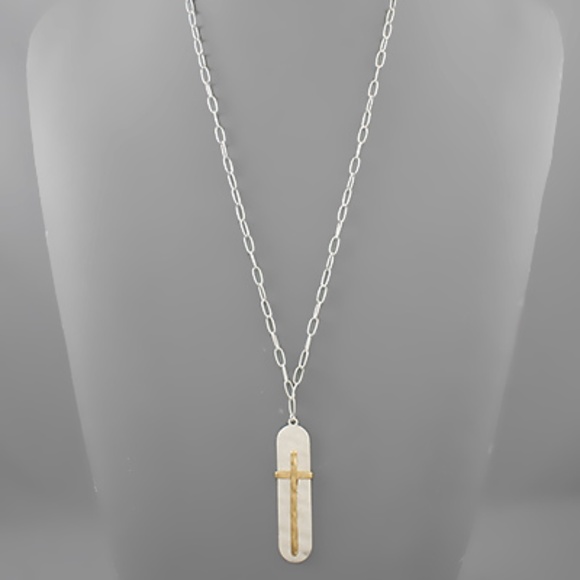 Cross & Oval Necklace - Picture 3 of 3